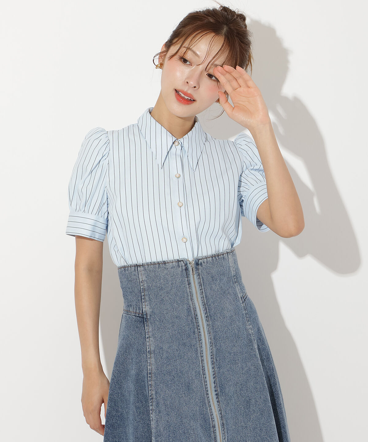 アンドクチュール「バタフライリボンストライプブラウス」|シャツ・ブラウス|