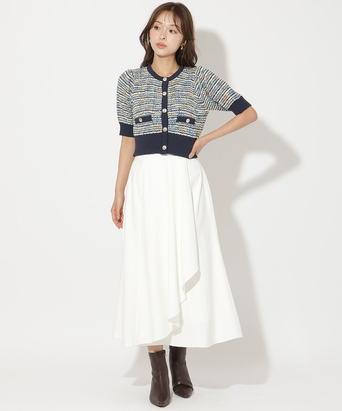 アンドクチュール「サイドリブラッフルマーメイドスカート」|フレア|