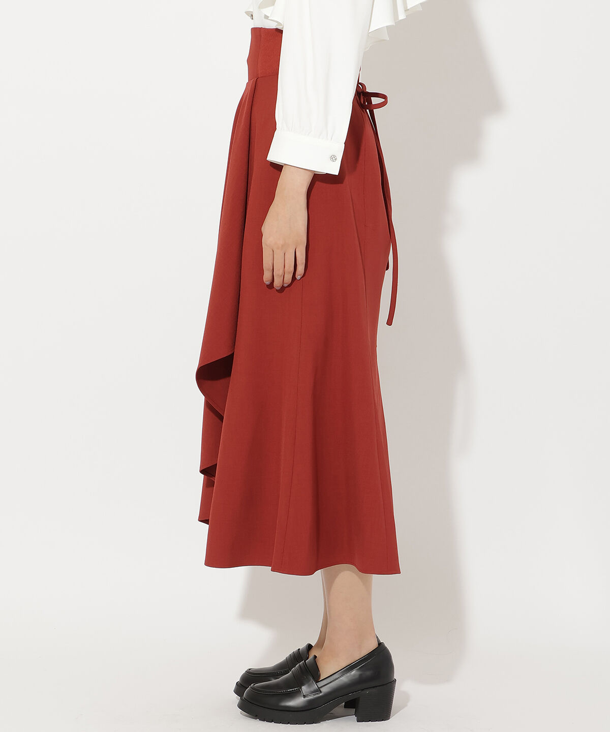 アンドクチュール「サイドリブラッフルマーメイドスカート」|フレア|