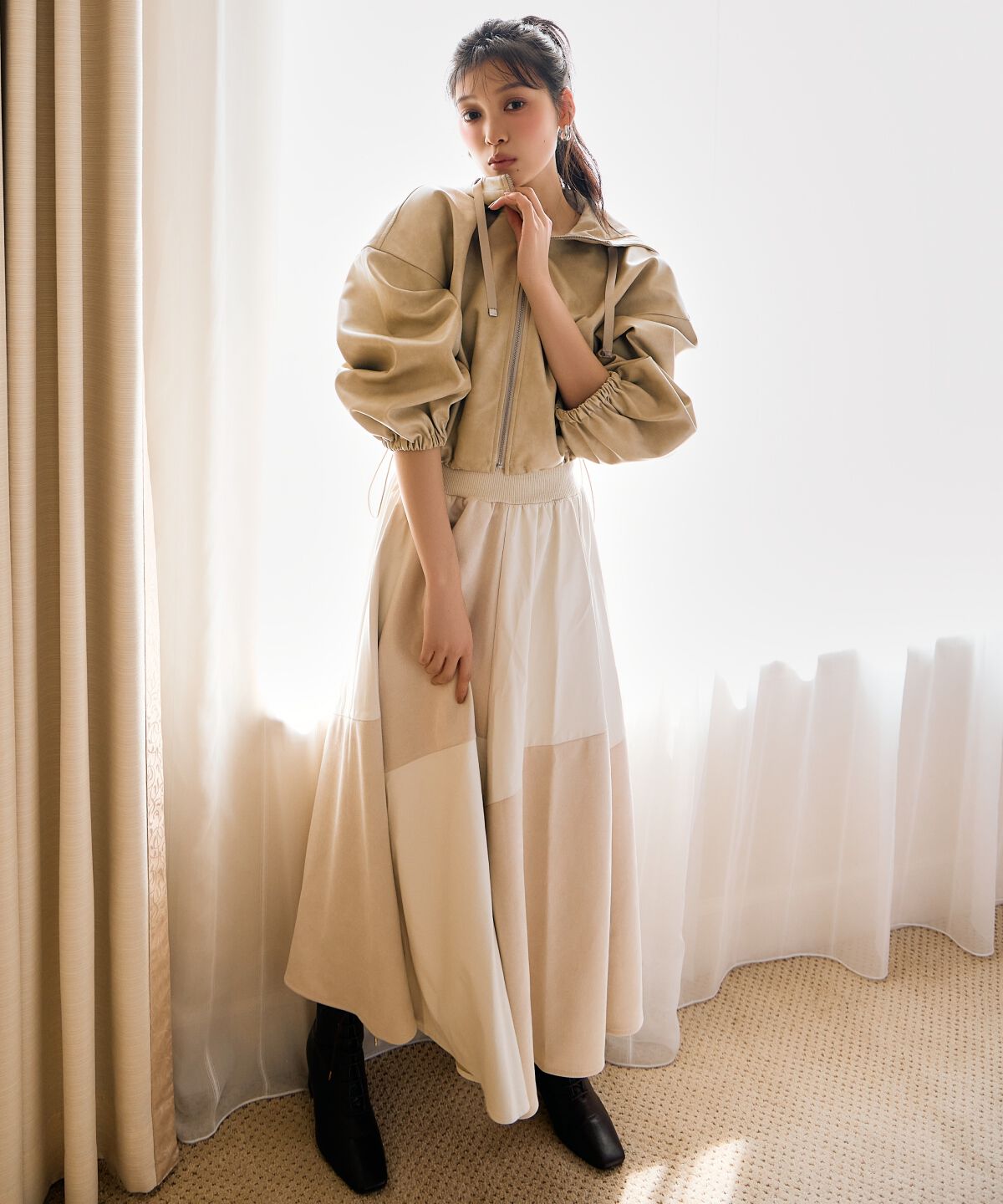 アンドクチュール「フェイクレザーブルゾン」|ブルゾン・スタジャン|