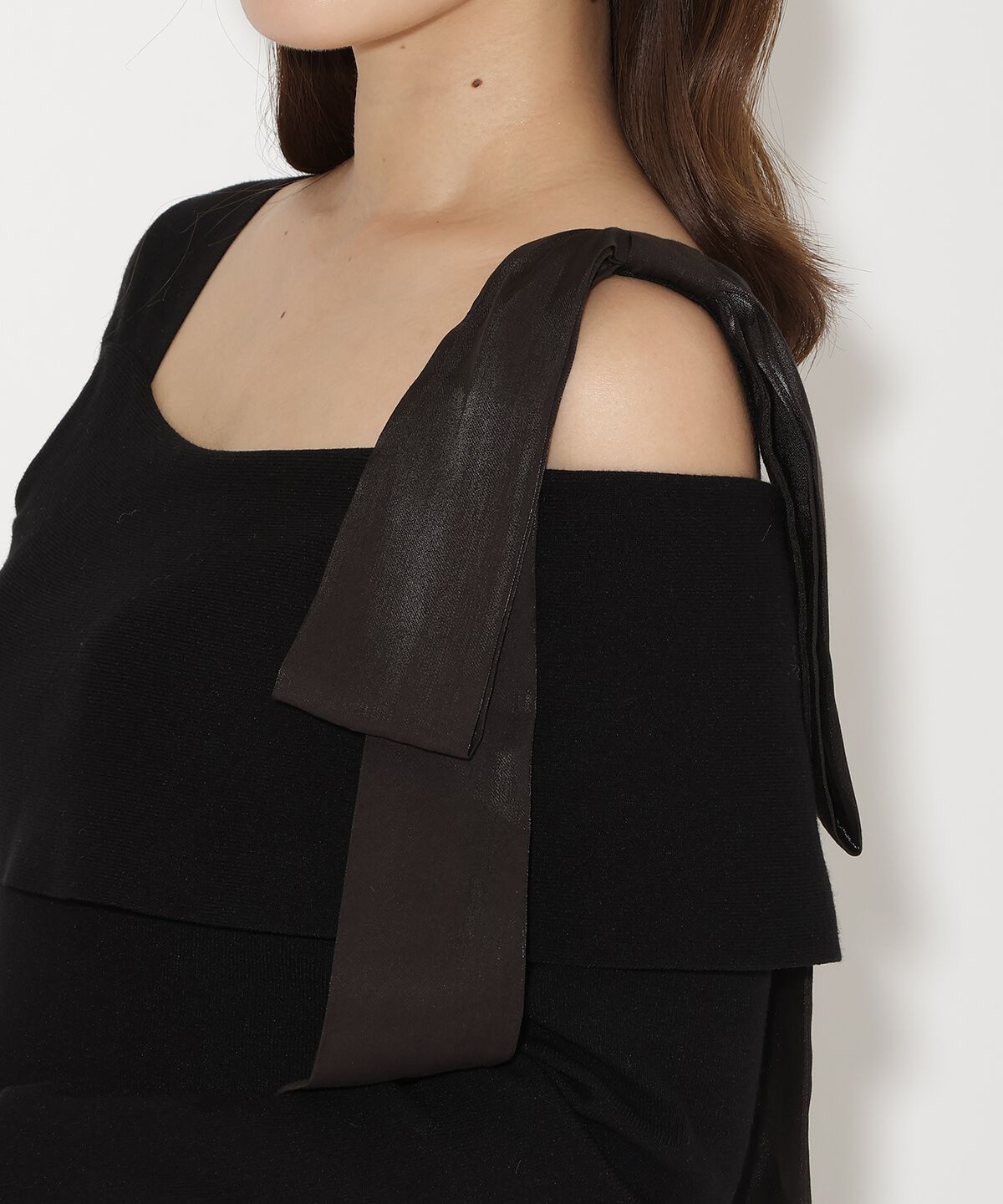 アンドクチュール「ショルダーリボンニットドッキングワンピース」|ワンピース|