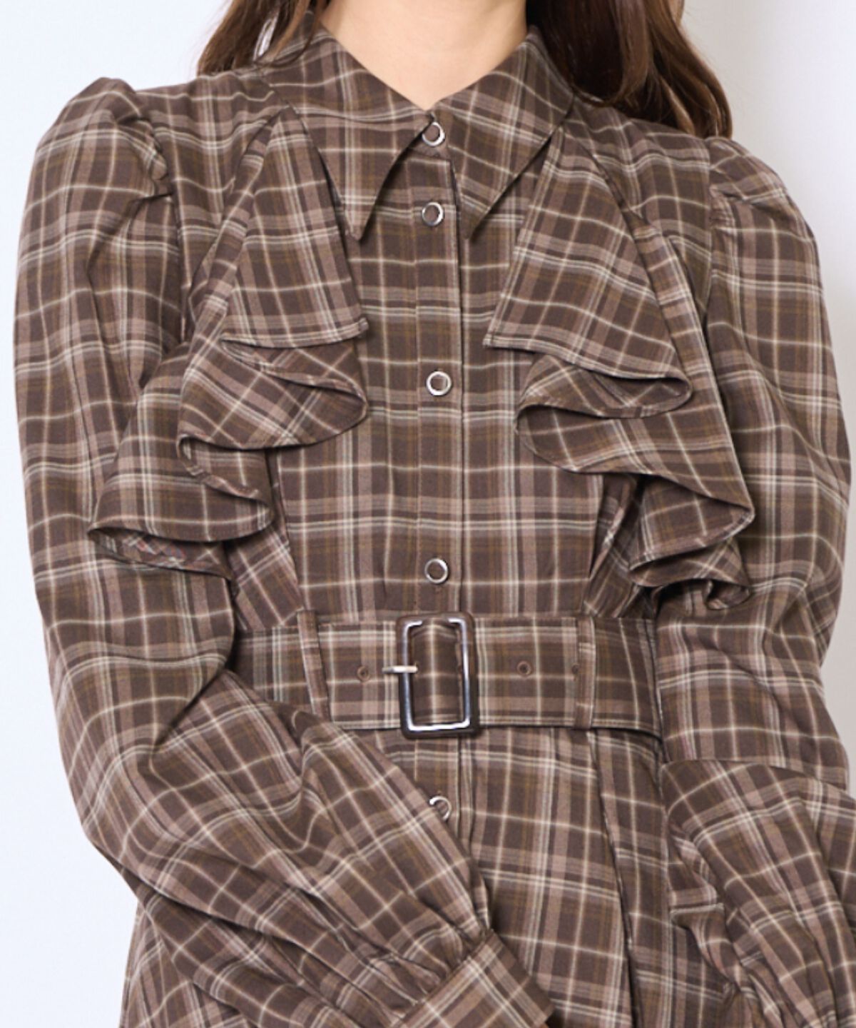 アンドクチュール「フリルケープシャツワンピース」|ワンピース|