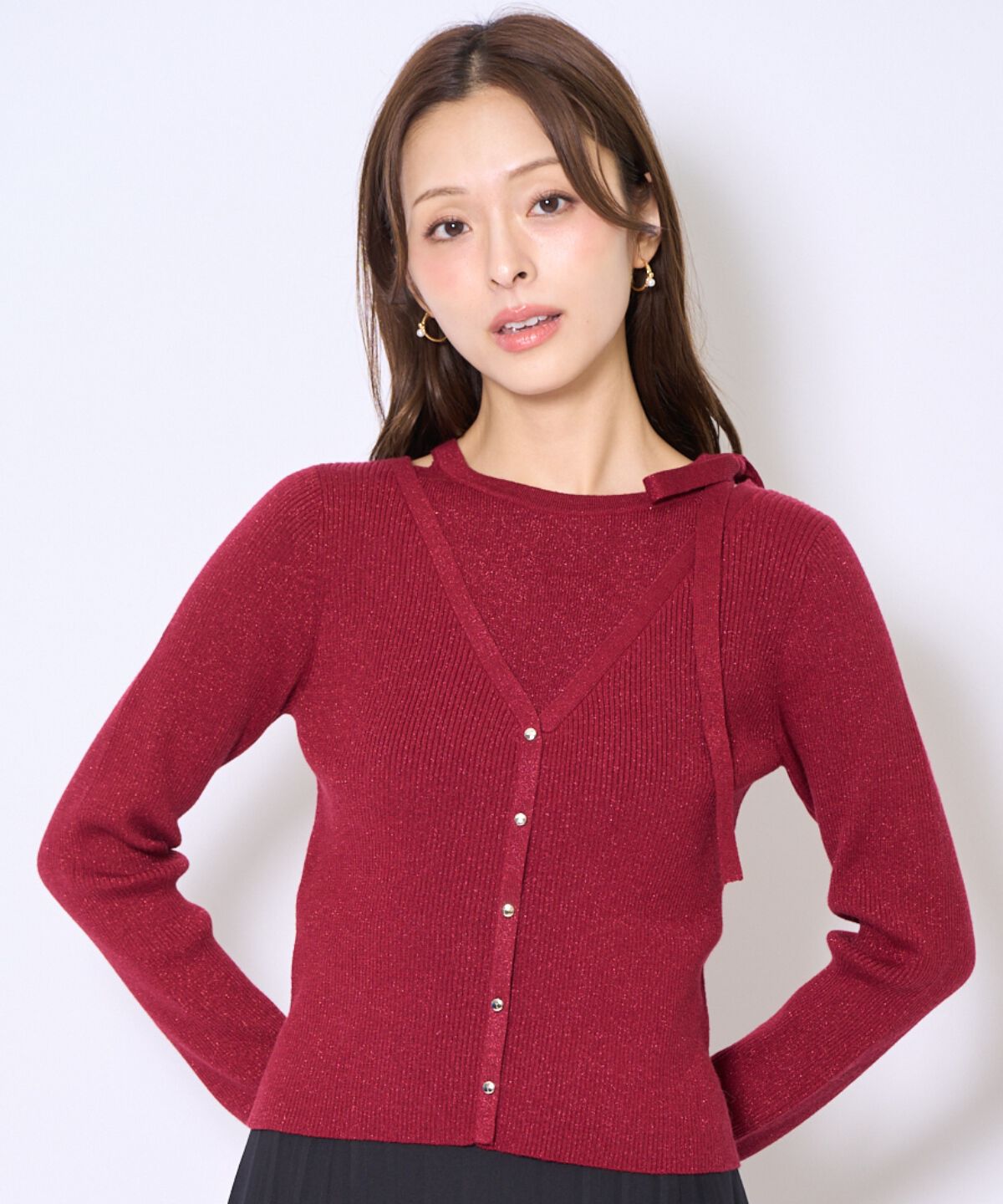 アンドクチュール「ホルタードッキングカーディガン風プルオーバー」|ニット・セーター|