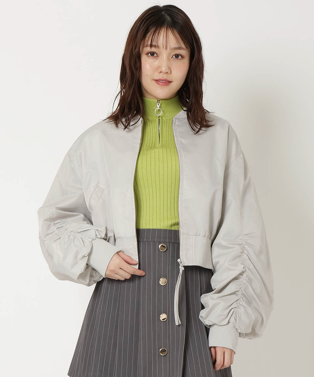 REDYAZEL「袖ギャザーMA-1」|ブルゾン・スタジャン|