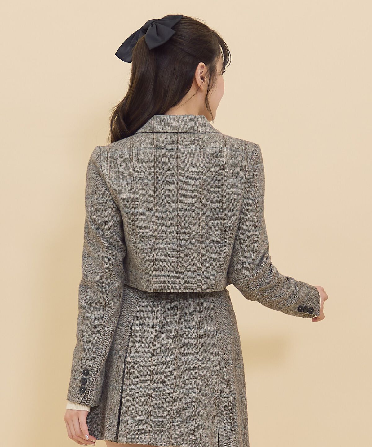 REDYAZEL「ヘリンボーンチェックテーラーショートジャケット」|テーラードジャケット|