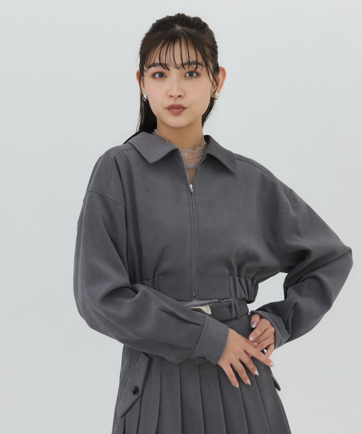 REDYAZEL「フロントジップショートブルゾン」|ブルゾン・スタジャン|