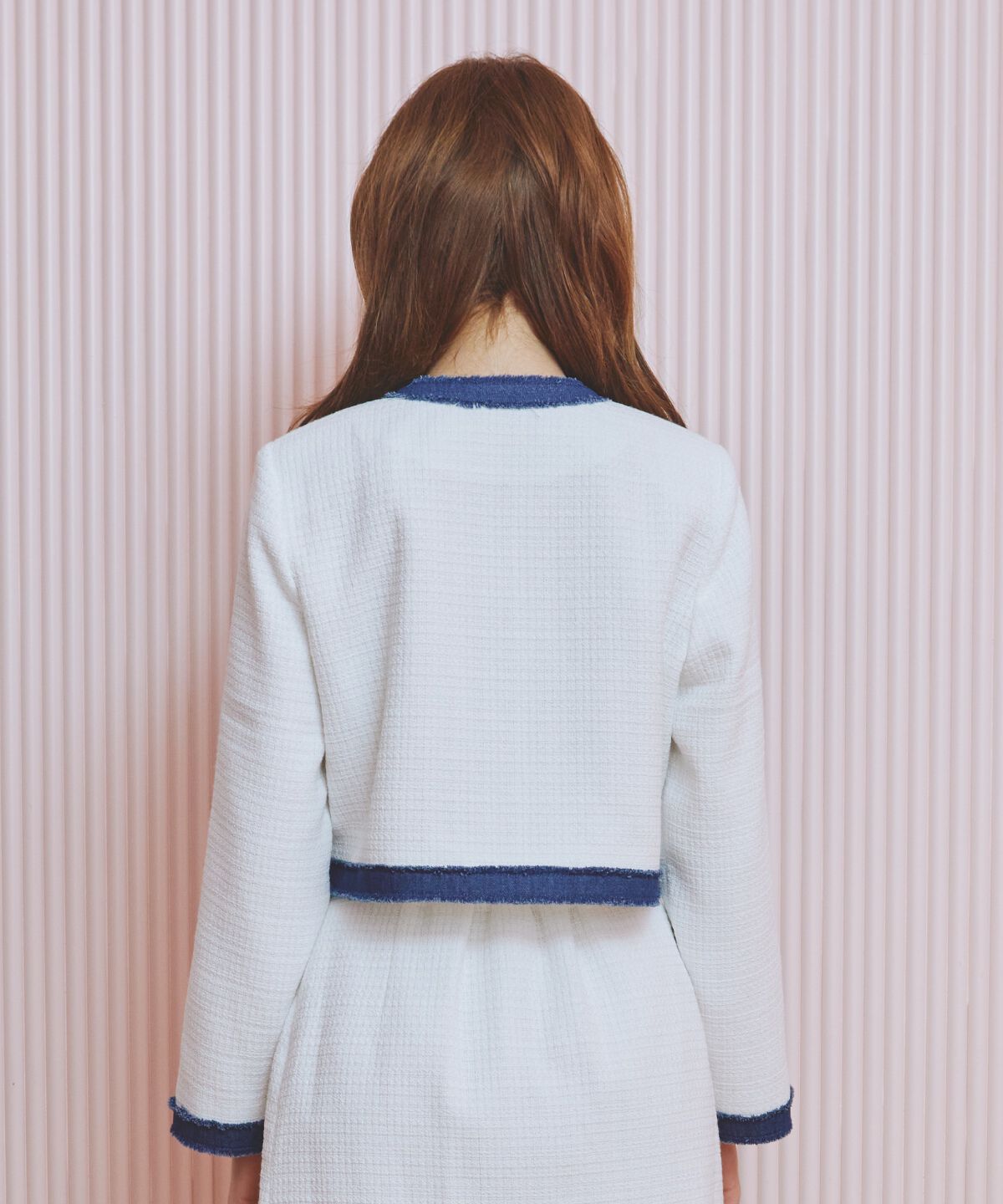 REDYAZEL「ファンシーツイードジャケット」|ノーカラージャケット|