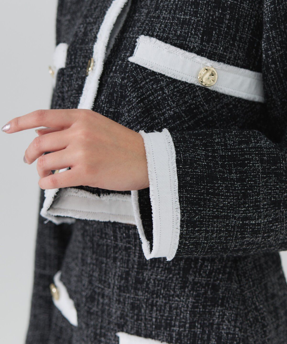 REDYAZEL「ファンシーツイードジャケット」|ノーカラージャケット|