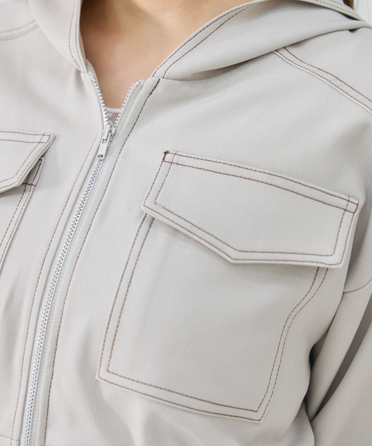 REDYAZEL「バイカラーステッチフーディブルゾン」|ブルゾン・スタジャン|