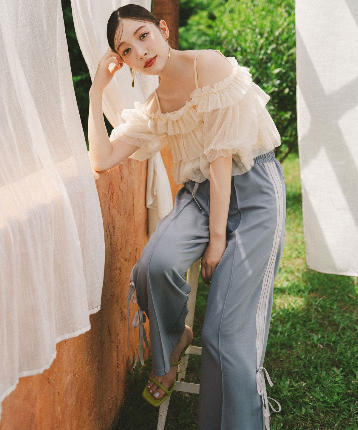 REDYAZEL「ボリュームフリルチュール2WAYトップス」|キャミソール|