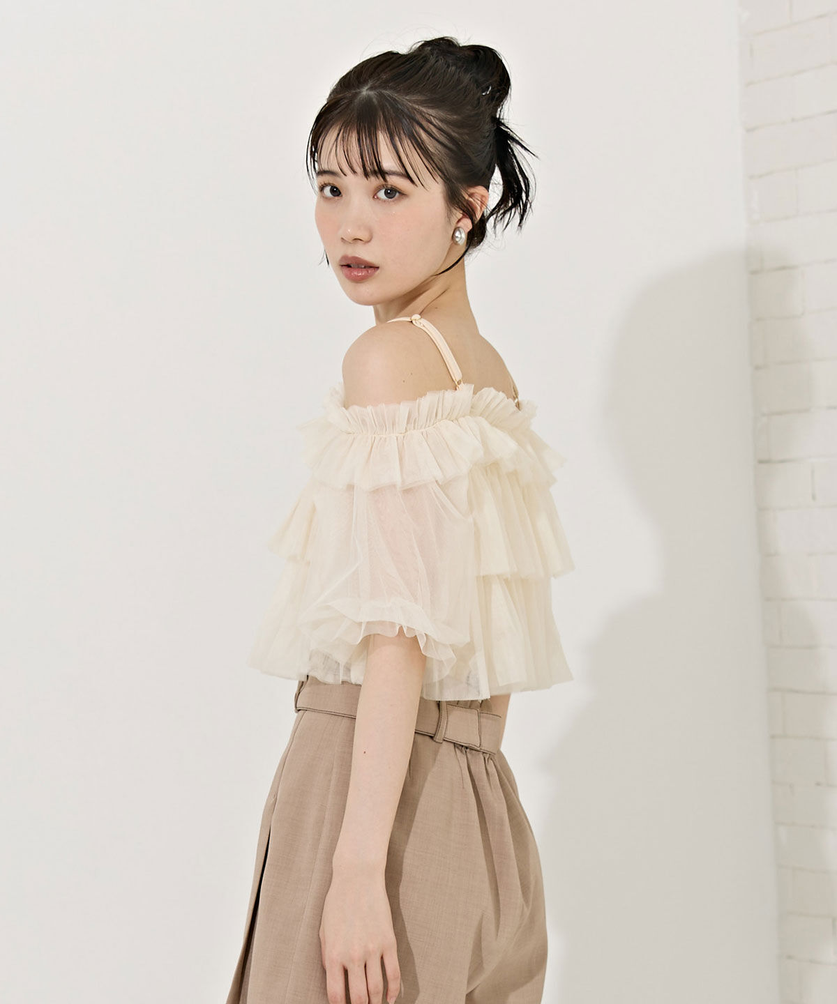 REDYAZEL「ボリュームフリルチュール2WAYトップス」|キャミソール|