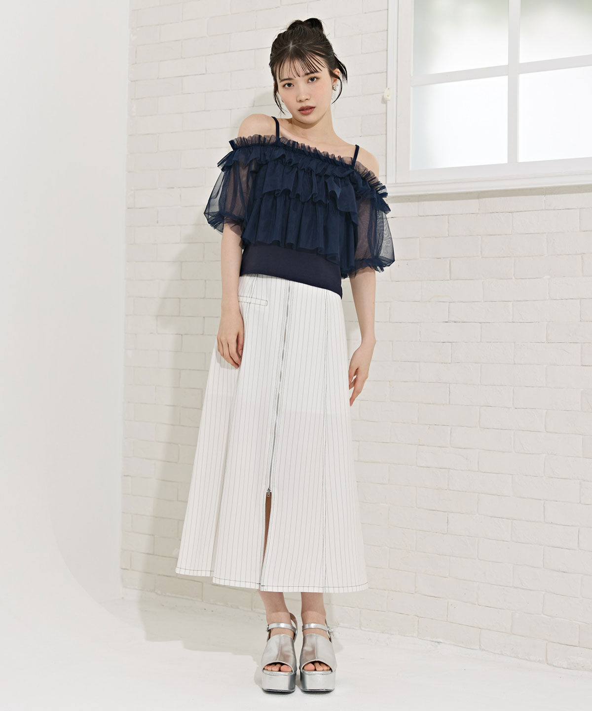 REDYAZEL「ボリュームフリルチュール2WAYトップス」|キャミソール|