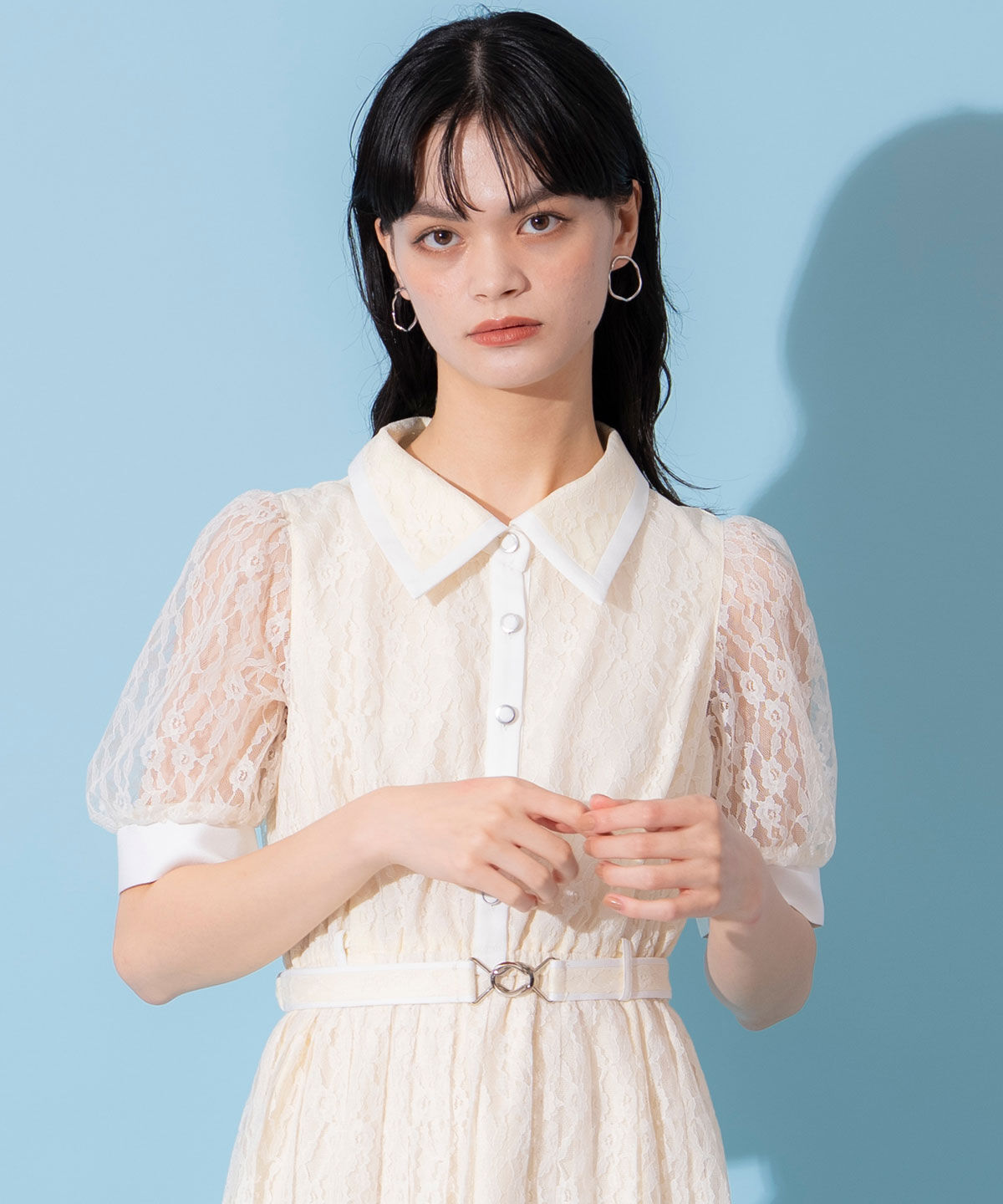 REDYAZEL「バイカラーレースプリーツワンピース」|ワンピース|