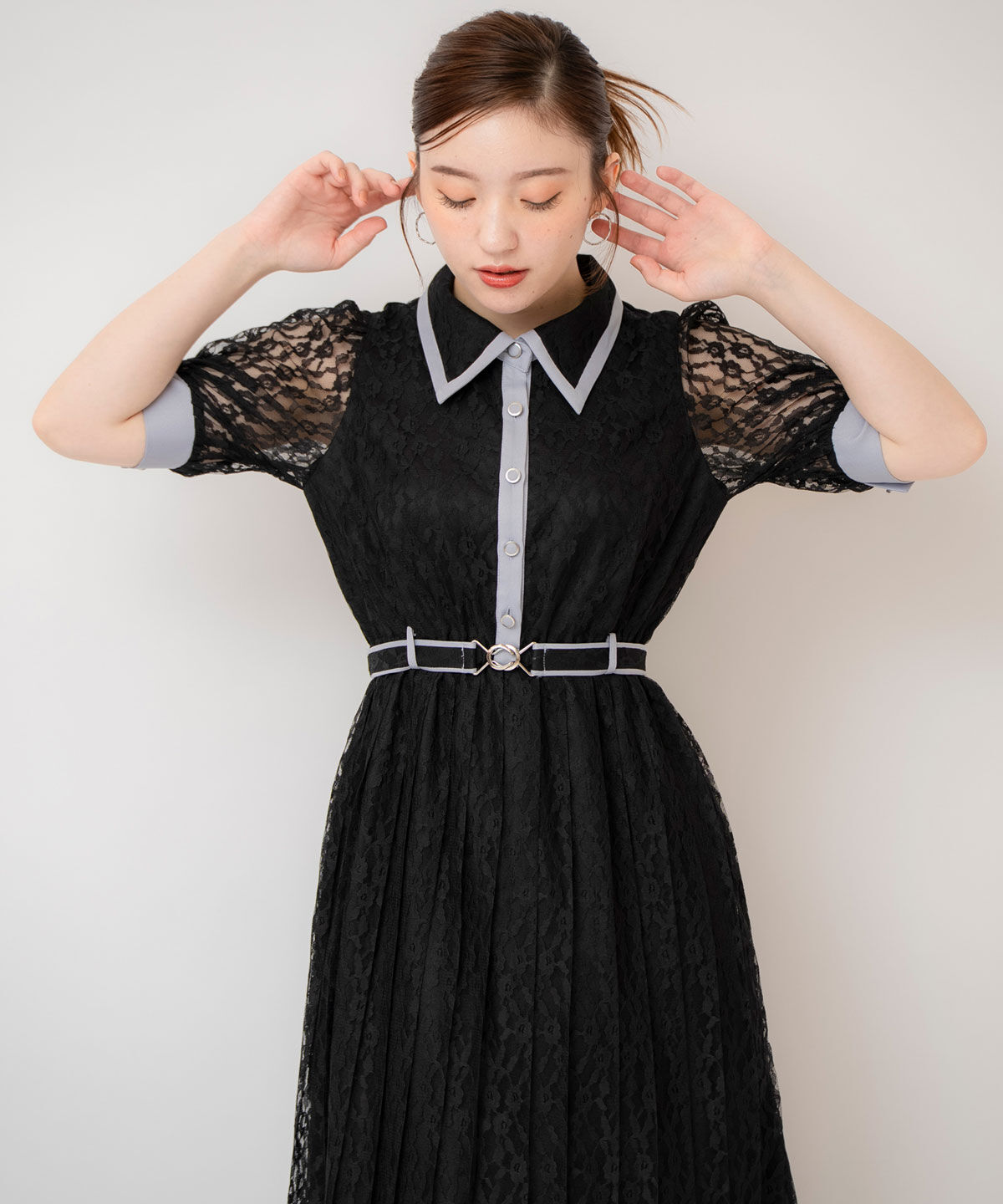 REDYAZEL「バイカラーレースプリーツワンピース」|ワンピース|