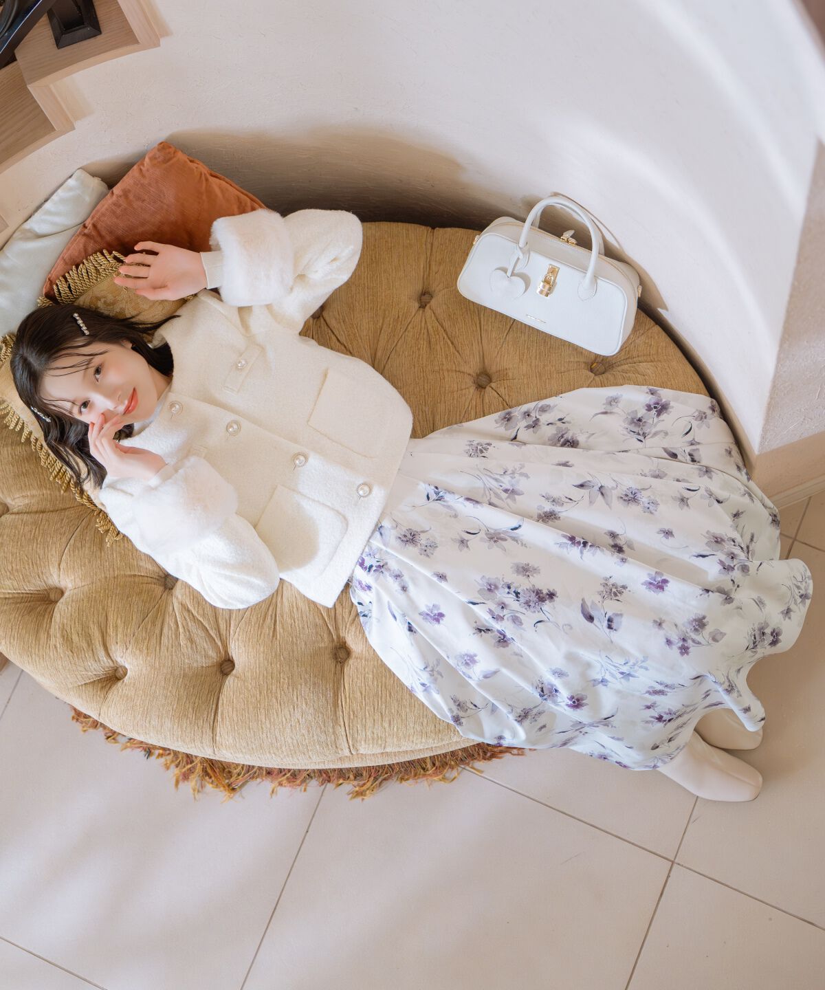 WILLSELECTION「フラワープリントボリュームタックスカート」|フレア|