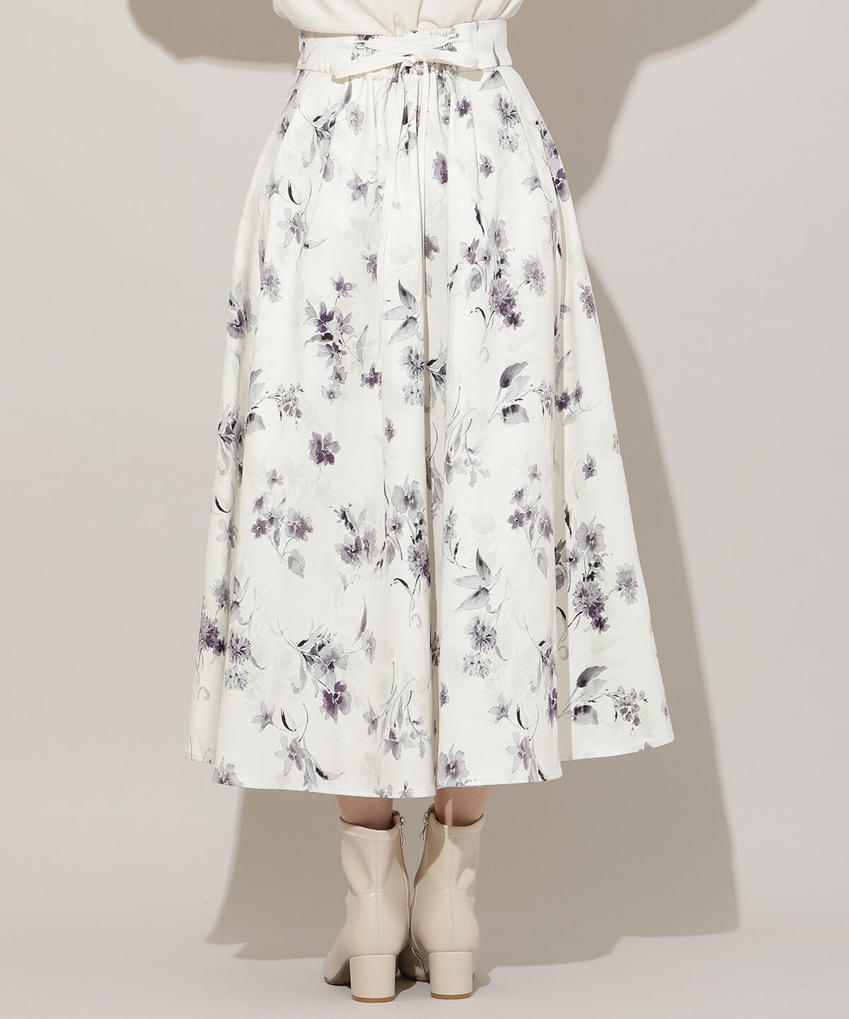 WILLSELECTION「フラワープリントボリュームタックスカート」|フレア|