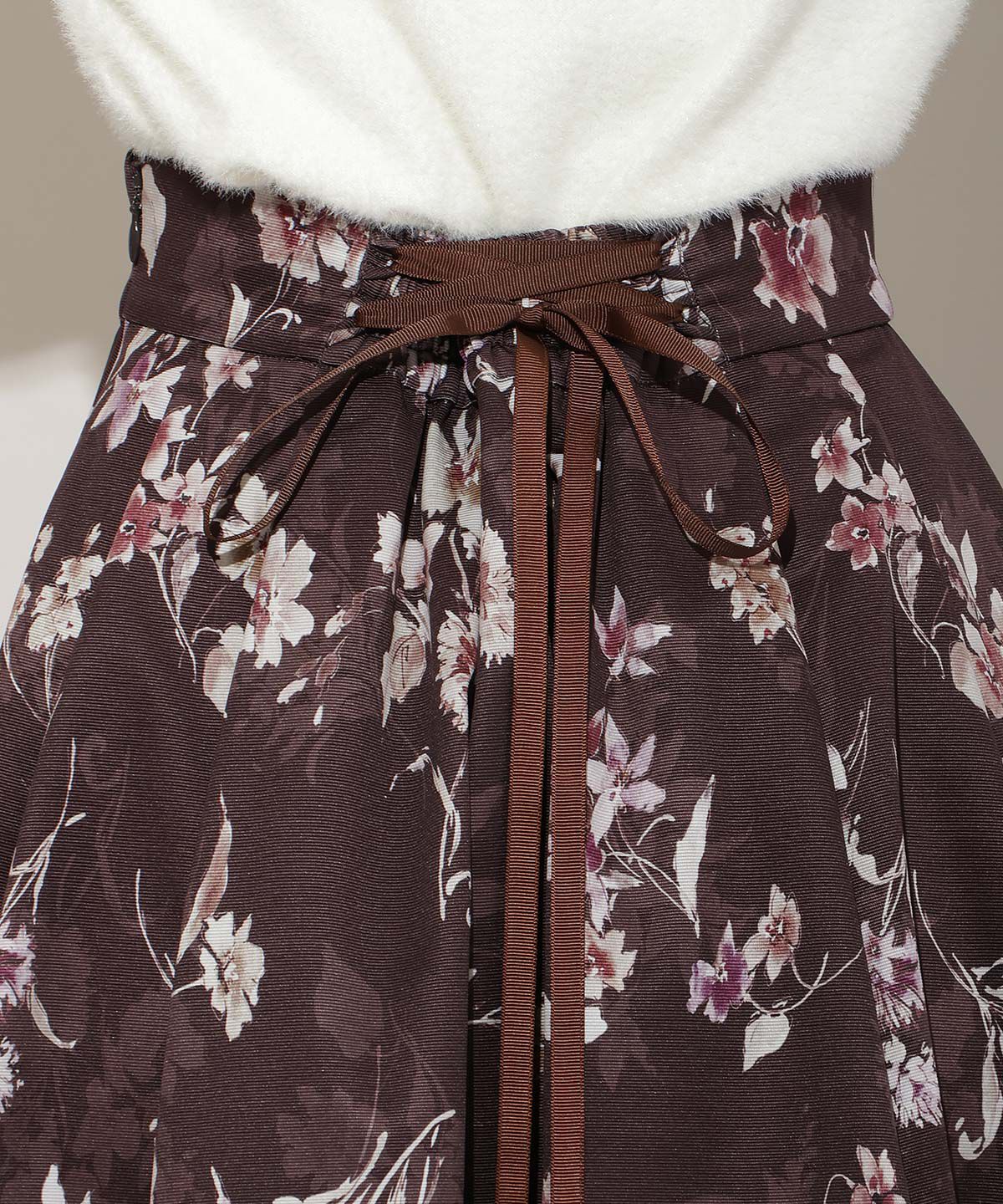 WILLSELECTION「フラワープリントボリュームタックスカート」|フレア|