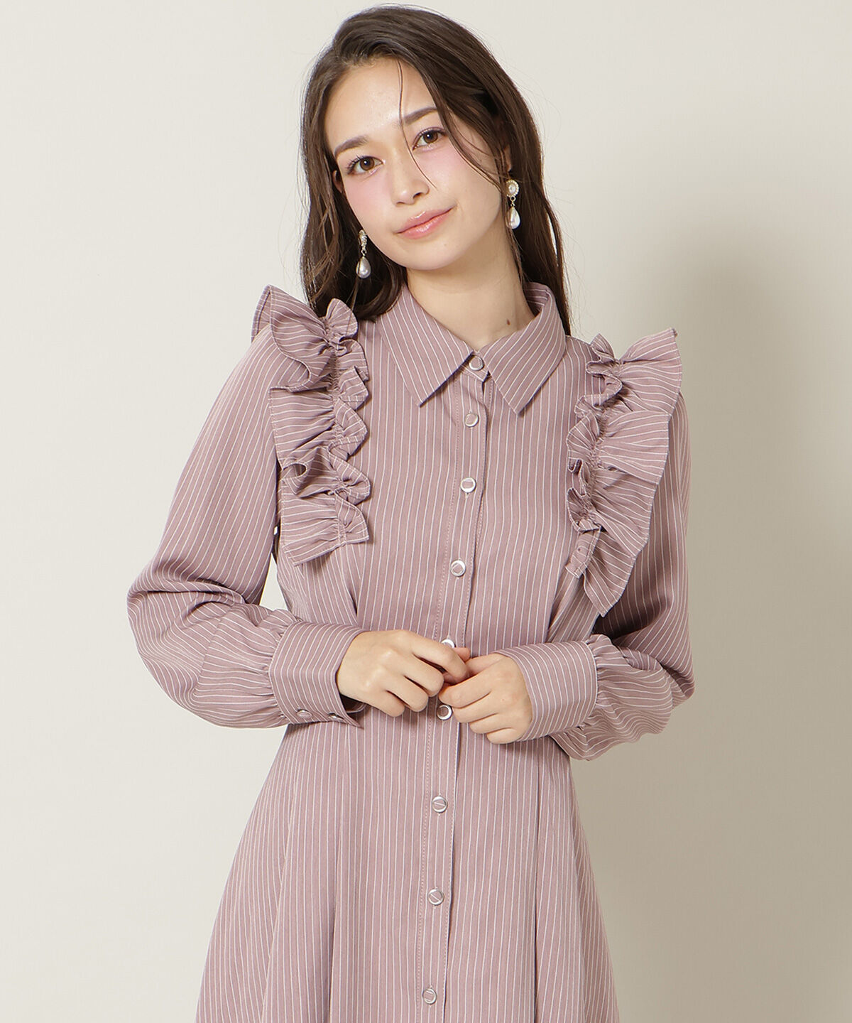 WILLSELECTION「ショルダーフリルリボンタイシャツワンピース」|ワンピース|