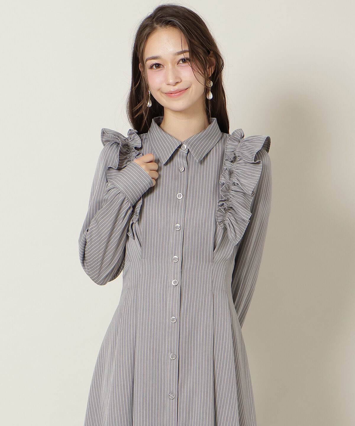 WILLSELECTION「ショルダーフリルリボンタイシャツワンピース」|ワンピース|