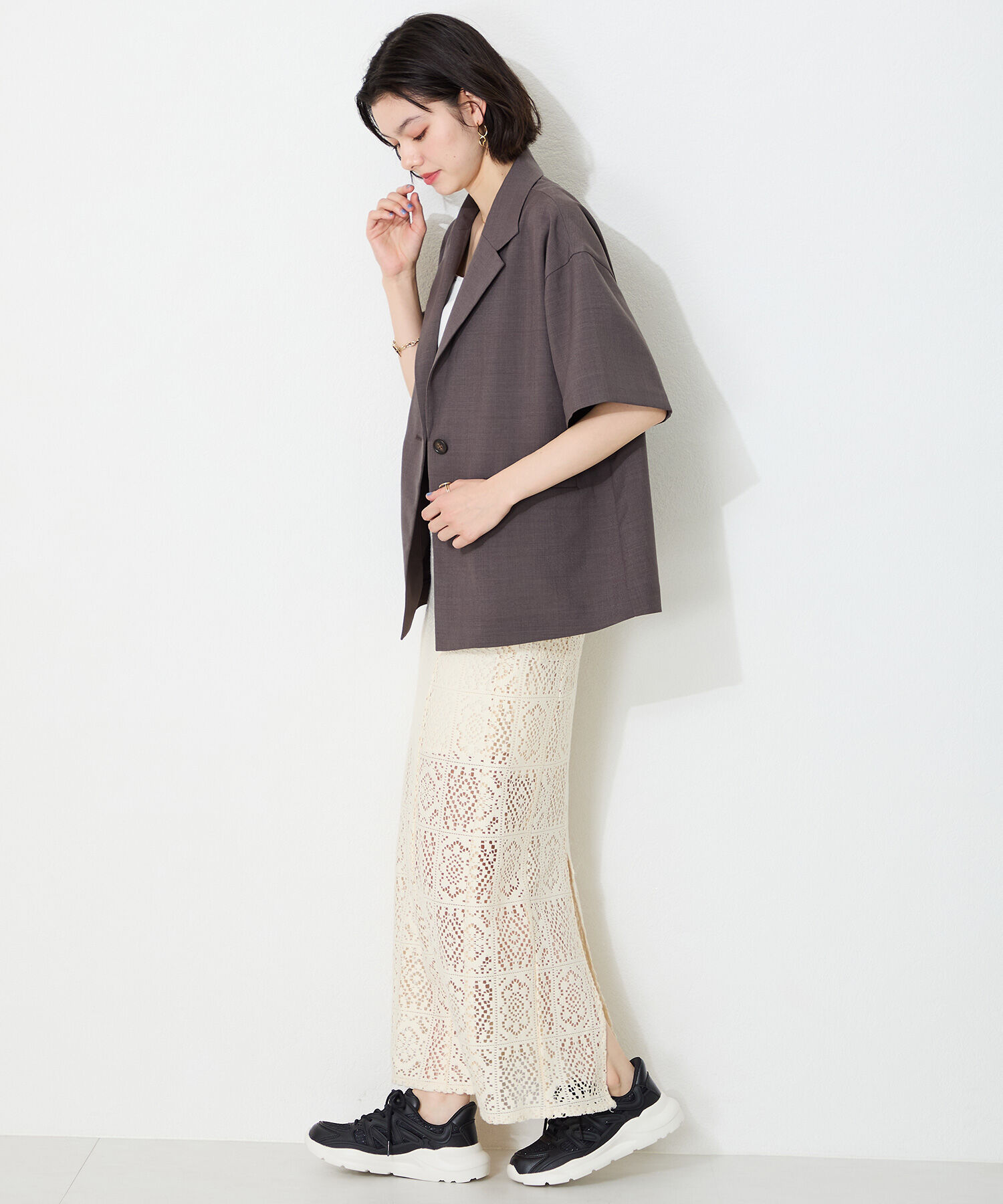 ORiental TRaffic「●2025春夏新作●ラバーパーツ&times;ラメ織りレーススニーカー/OT3760」|スニーカー|