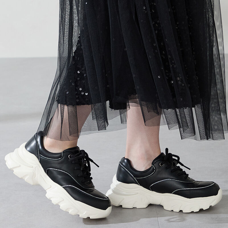 ORiental TRaffic「●2025秋冬新作● ラインストーン 切替 ダッド スニーカー /OT3769 厚底」|スニーカー|