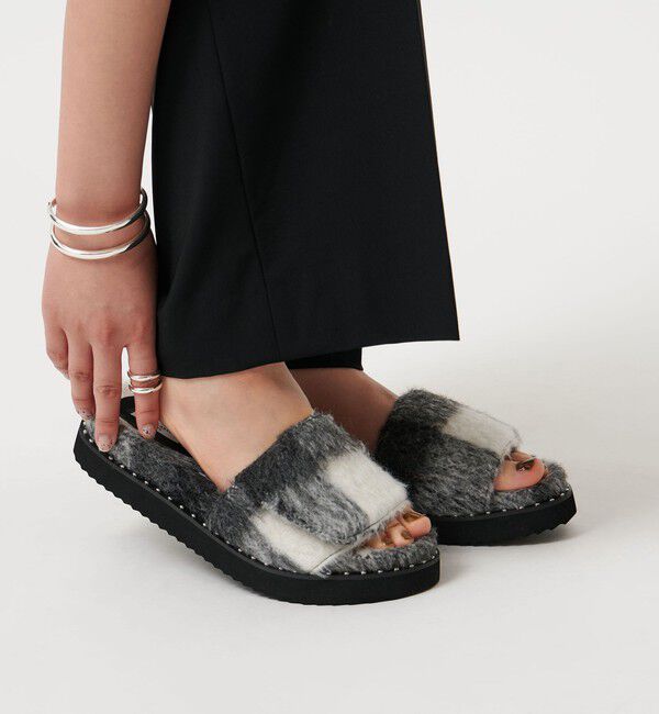 UNITED ARROWS「チェック スライダー サンダル」|サンダル|