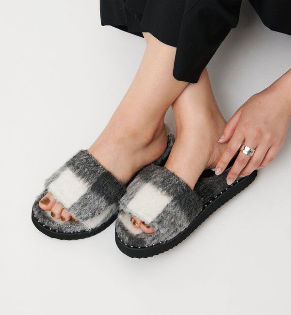 UNITED ARROWS「チェック スライダー サンダル」|サンダル|