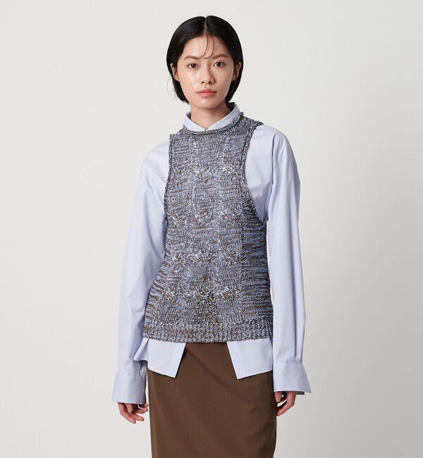 AEWEN MATOPH「＜AEWEN MATOPH＞ミックスヤーンケーブルノースリーブニット ‐ ウォッシャブル ‐」|ベスト・ジレ|MD.BROWN