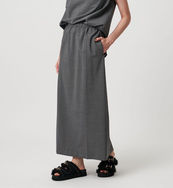 UNITED ARROWS「サテン ウエスト ロングスカート ‐ウォッシャブル‐」|スカート|MD.GRAY