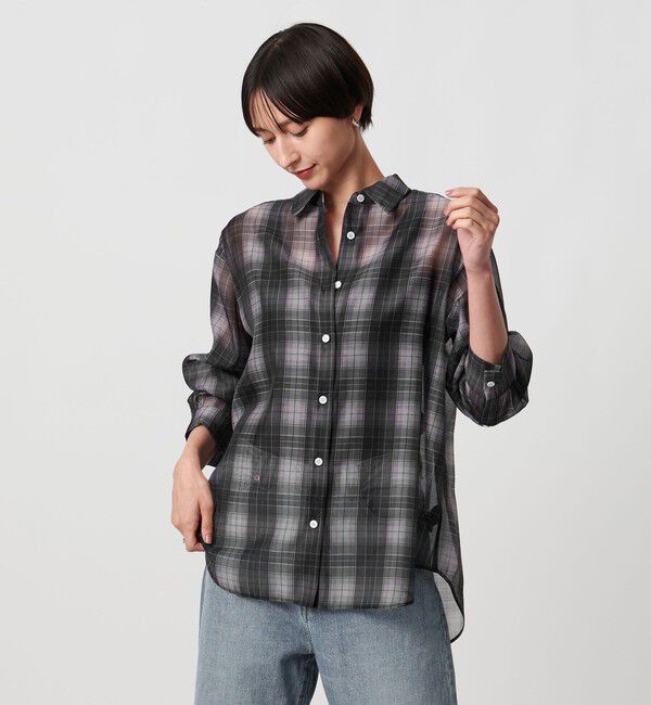 UNITED ARROWS「オーガンジー プリント シャツ ‐ウォッシャブル‐」|シャツ・ブラウス|