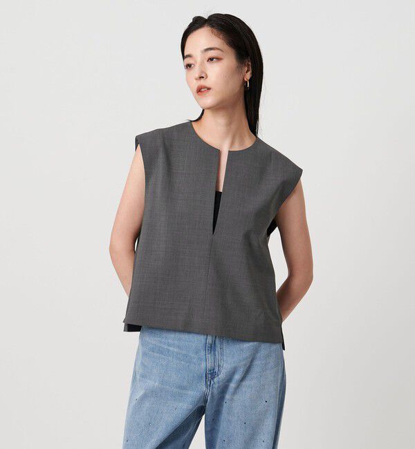 UNITED ARROWS「スリット ノーカラー ベスト ‐ウォッシャブル‐」|ベスト・ジレ|