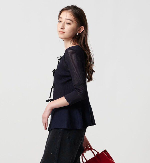 UNITED ARROWS「シアー リボン 2WAYカーディガン ウォッシャブル」|カーディガン|