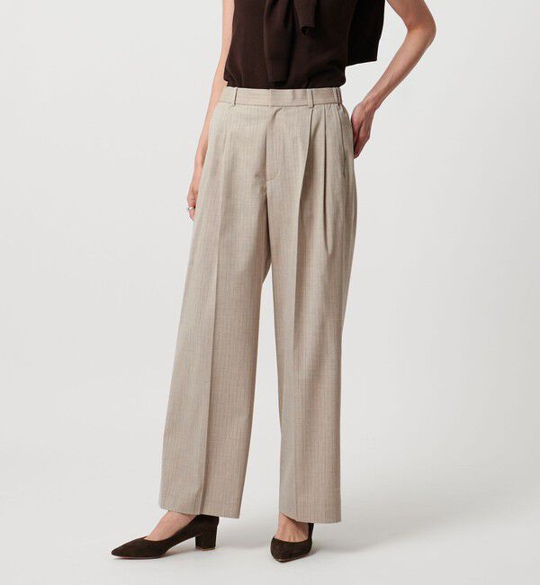 UNITED ARROWS「REOPEL ワイドパンツ ‐ウォッシャブル‐」|チノ|BEIGE