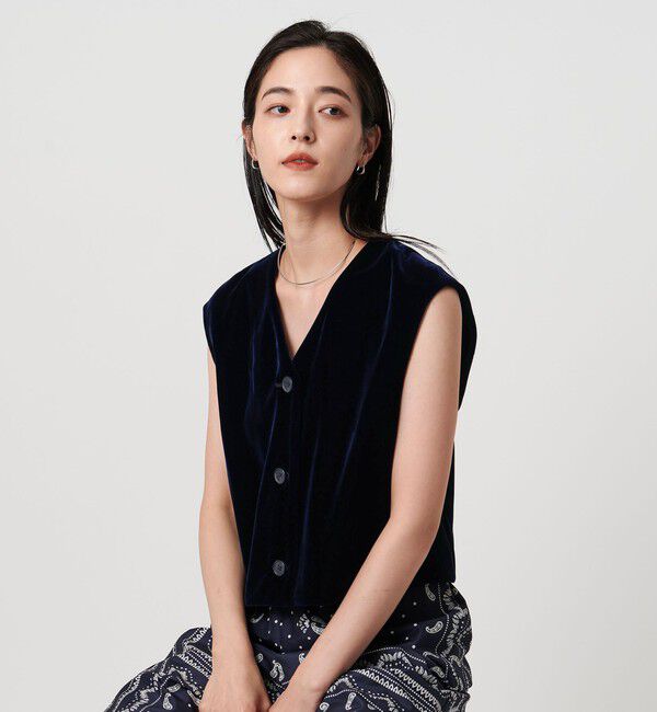 UNITED ARROWS「ベルベット ミニ ベスト」|ベスト・ジレ|NAVY