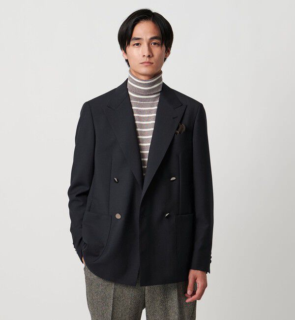 UNITED ARROWS「ウール モヘヤ 4ボタン ダブルブレストブレザー S‐MODEL」|テーラードジャケット|NAVY