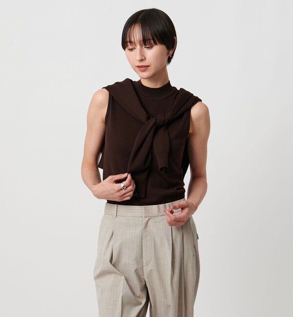 UNITED ARROWS「ハイネック ノースリーブ ニット ウォッシャブル」|ニット・セーター|DK.BROWN