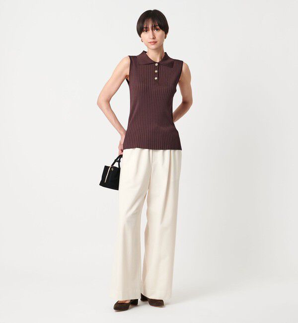 UNITED ARROWS「サテンウエスト イージーパンツ ホワイト -ウォッシャブル-」|チノ|