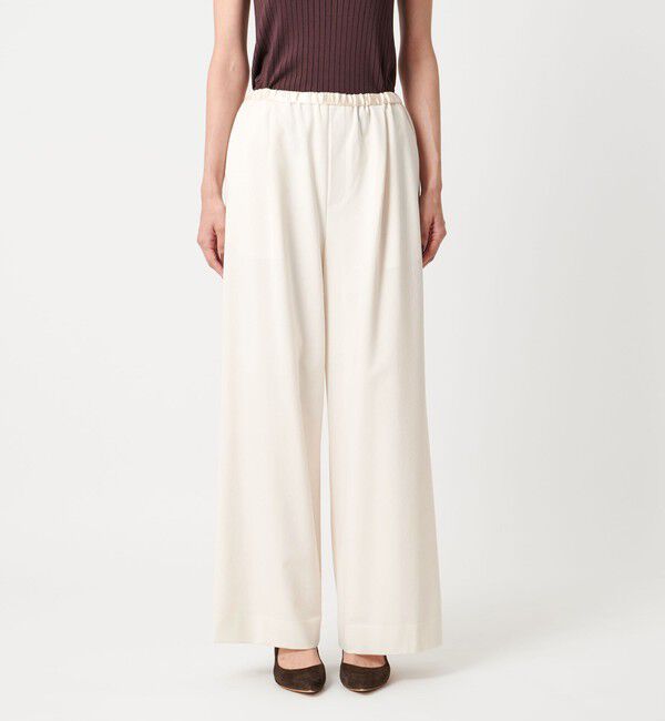 UNITED ARROWS「サテンウエスト イージーパンツ ホワイト -ウォッシャブル-」|チノ|