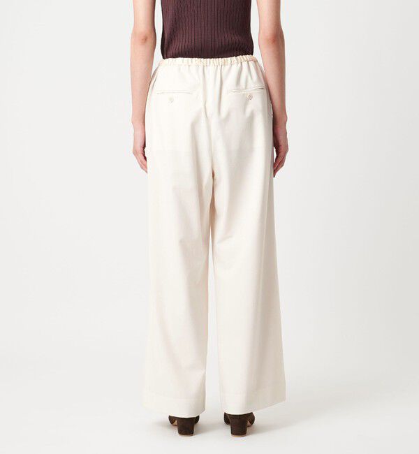 UNITED ARROWS「サテンウエスト イージーパンツ ホワイト -ウォッシャブル-」|チノ|