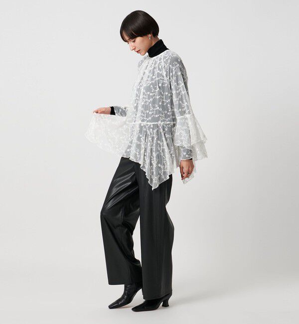 UNITED ARROWS「レース イレギュラー フリル ブラウス」|シャツ・ブラウス|