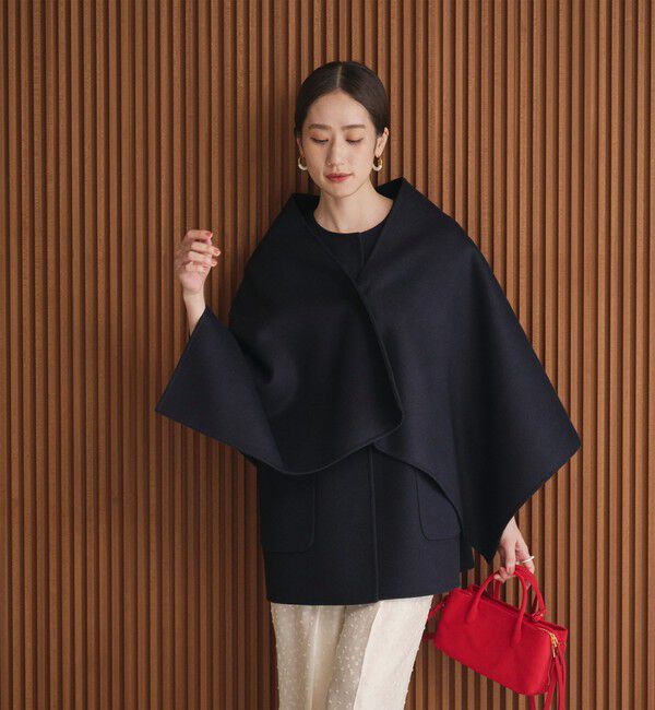 UNITED ARROWS「バイカラー リバー ストール」|ポンチョ・ケープ|NAVY