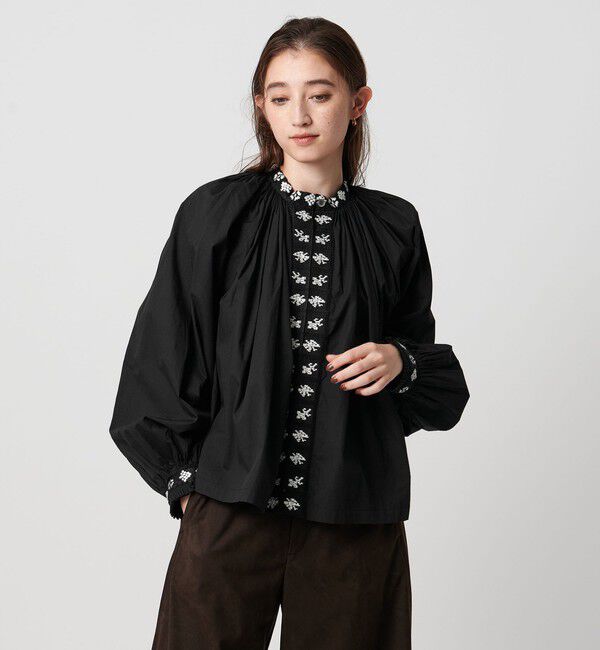 UNITED ARROWS「【別注】＜dahl&rsquo;ia＞エンブロイダリー ボリューム ブラウス」|シャツ・ブラウス|BLACK