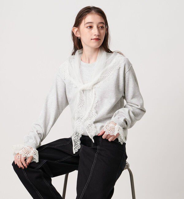 UNITED ARROWS「【別注】＜dahl&rsquo;ia＞レーススカーフ スウェット」|スウェット・ジャージ|MD.GRAY
