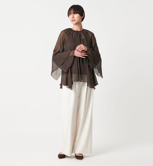 UNITED ARROWS「シアー イレギュラー フリル ブラウス -ウォッシャブル-」|シャツ・ブラウス|