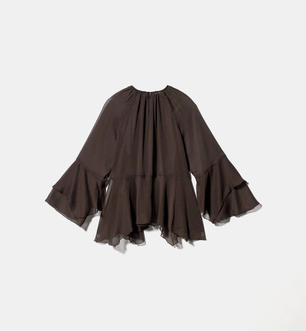 UNITED ARROWS「シアー イレギュラー フリル ブラウス -ウォッシャブル-」|シャツ・ブラウス|