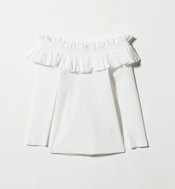 UNITED ARROWS「ギャザー オフショルダー 7分袖ニット ‐ウォッシャブル‐」|ニット・セーター|