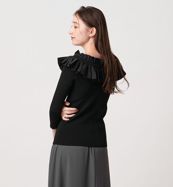 UNITED ARROWS「ギャザー オフショルダー 7分袖ニット ‐ウォッシャブル‐」|ニット・セーター|