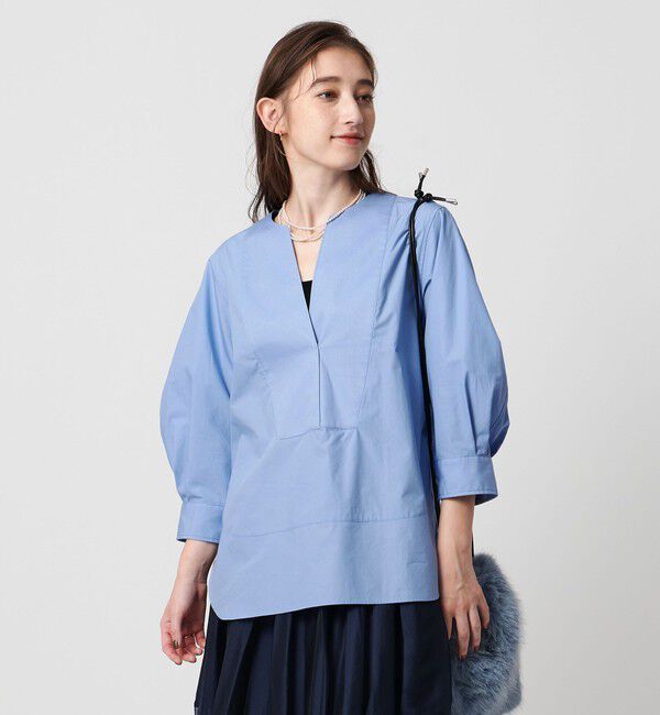 UNITED ARROWS「オックス コンビ シャツ ブラウス ‐ウォッシャブル‐」|シャツ・ブラウス|LT.BLUE