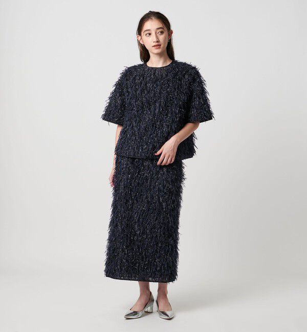 UNITED ARROWS「ヘアリー ラメ カットジャガード タイト スカート」|スカート|