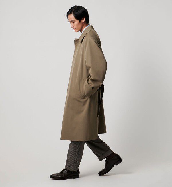 UNITED ARROWS「ウール コットン ギャバジン ベルテッド バルマカーンコート 撥水」|ステンカラーコート|